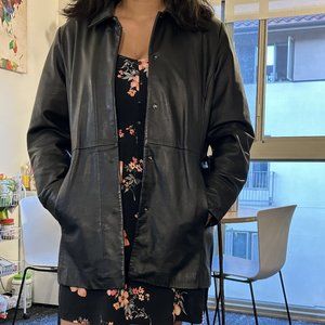 Black Kathy Ireland Leather Jacket (Size M)